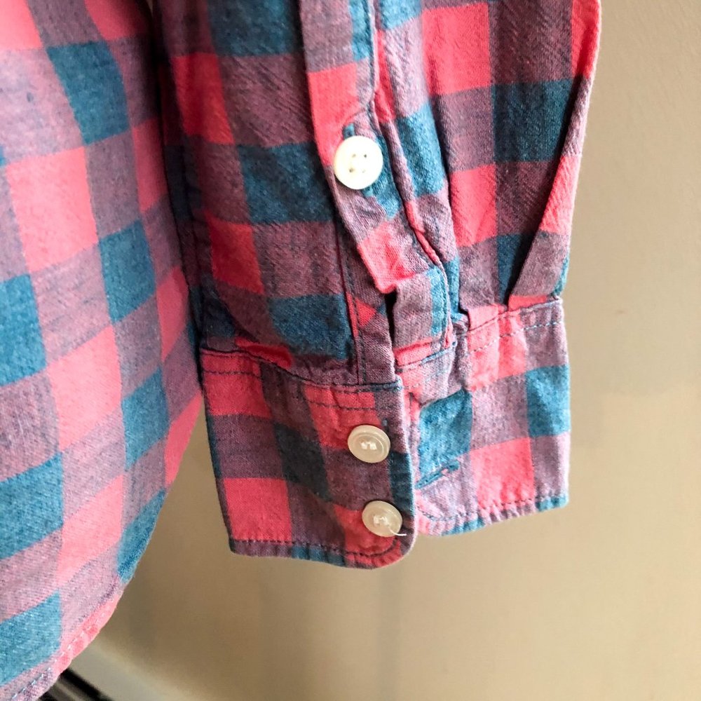 J. Crew| Partial Button Down Flannel | Blue/Coral - image 4